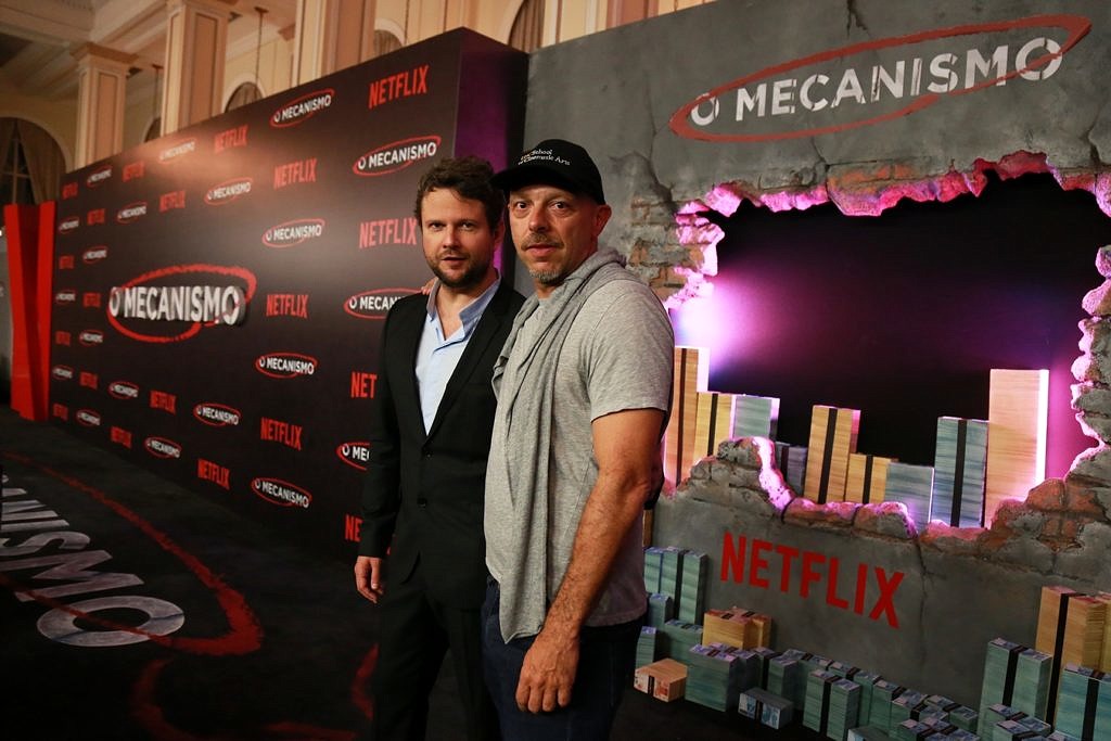 Selton Mello e José Padilha na pré-estreia de "O Mecanismo", no Copacabana Palace (Foto: Bruna Prado | Netflix)