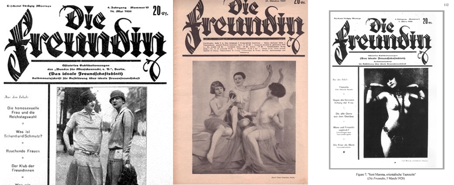 Edições da revista Die Freudin, publicada em Berlim na década de 1920 e focada em conteúdo lésbico (Foto: Reprodução)