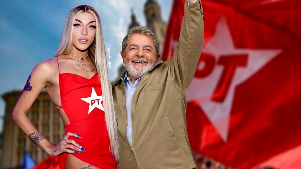 Pabllo Vittar e o ex-presidente Lula aparecem juntos em montagem nas redes sociais (Foto: Reprodução Twitter)