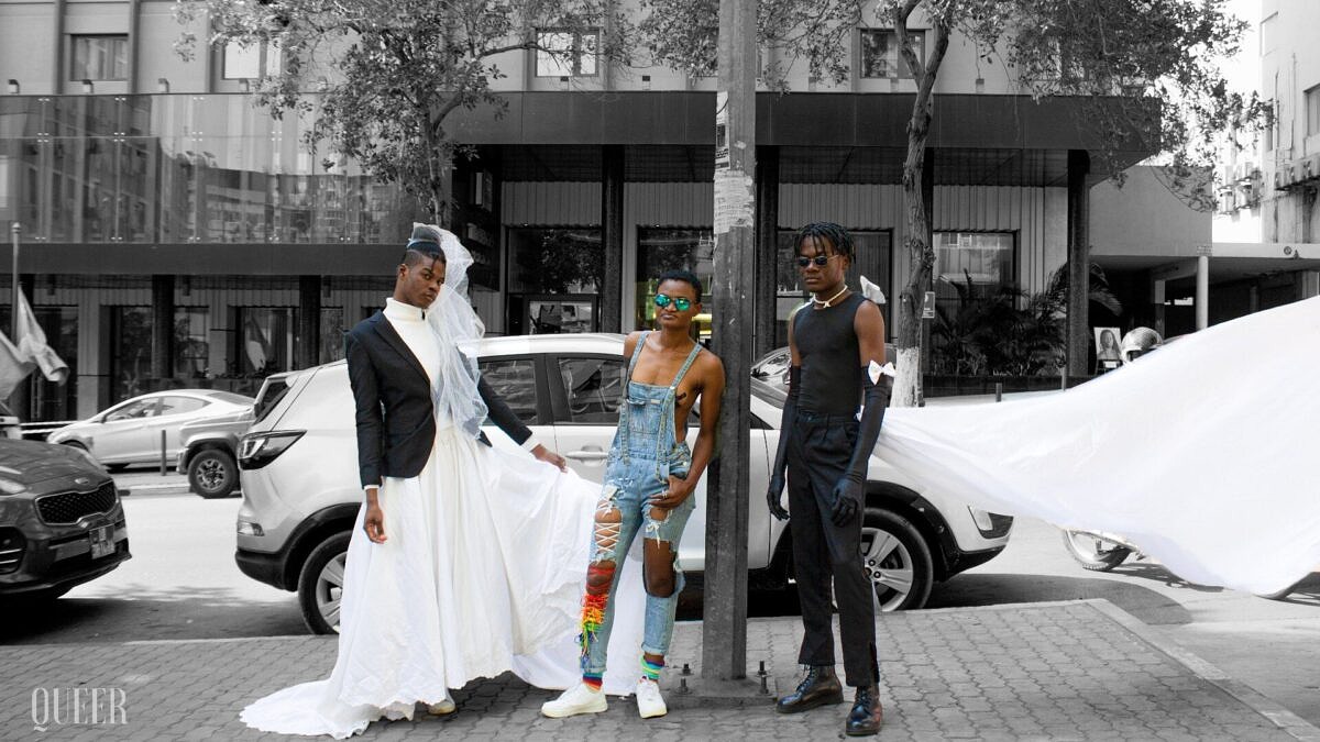 NeryVicente , Jesse Gaspar e Marley Quinglés, vencedores do primeiro concurso Mister para pessoas LGBTI+ na Angola (Foto: Bruno Aragão | Queer People)