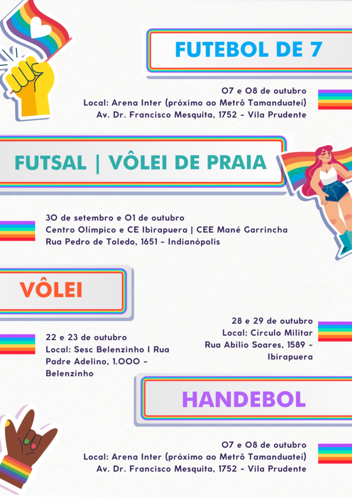 Calendário oficial da 3ª edição dos Jogos LGBTQIAPN+ de São Paulo (Foto: Divulgação)