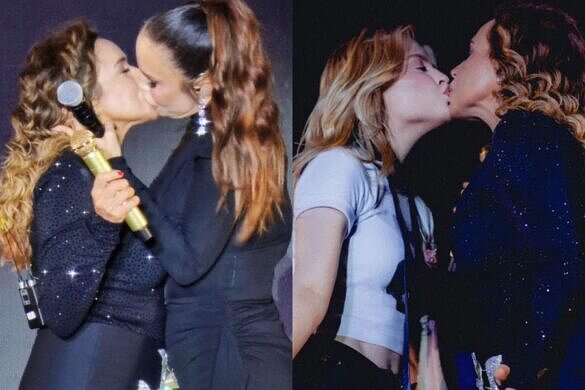Daniela Mercury beija Ivete Sangalo e Luísa Sonza em show no Rio