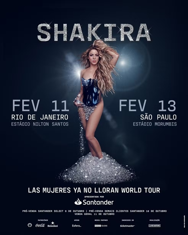 Shakira volta ao Brasil com dois shows em 2025, no Rio e em SP (Foto: Divulgação)