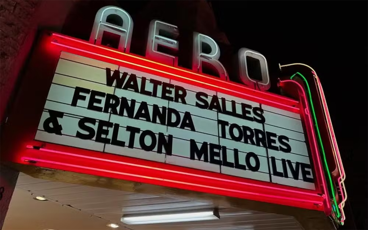 Fernanda Torres, Walter Salles e Selton Mello estiveram na sessão de "Ainda Estou Aqui" no icônico Aero Theater, na Califórnia (Foto: Reprodução/Instagram)